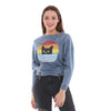 Anthracite Ballon Cut Zip Front Rainbow Print Women Sweatshirt