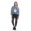 Anthracite Stone Washed Cotton Dream Totoro PrintWomen Cropped Sweatshirt