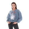 Anthracite Stone Washed Cotton Dream Totoro PrintWomen Cropped Sweatshirt