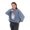 Anthracite Stone Washed Cotton Dream Totoro PrintWomen Cropped Sweatshirt