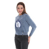 Anthracite Ballon Cut Zip Front TOTO Print Women Sweatshirt