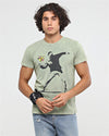 Stone Washed The Flower Bomb Thrower by Banksy Printed Cotton T-shirt