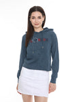 Anthracite Stone Washed London Print Cotton Women Hoodie