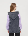 Purple - Anthracite Combi Skull Stone Washed Color Skull Printed Cotton Hoodie