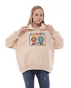 I love Music Vintage Cassette Print FleeceCotton Women Long Sleeve Cream Hoodie