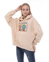 I love Music Vintage Cassette Print FleeceCotton Women Long Sleeve Cream Hoodie