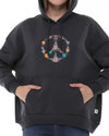 Flower Peace Print FleeceCotton Women Long SleeveHoodie