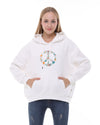 Flower Peace Print FleeceCotton Women Long SleeveHoodie