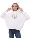 Flower Peace Print FleeceCotton Women Long SleeveHoodie