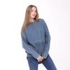 Blue Stone Washed Poncho Cut Cotton Women Hoodie