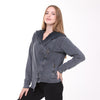 Stone Washed Poncho Cut Cotton Women Zip Hoodie