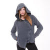 Stone Washed Poncho Cut Cotton Women Zip Hoodie