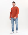 Plain Stone Washed Cotton Men's Long Sleeve T-shirt