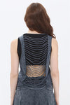 Stone Washed Plain cutting backLace Cotton Women Vest