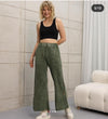Flare Leg Buttoned Design Women Stone Washed Trouser