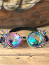 Vintage Steam Punk Goggles with Rainbow Lenses