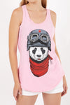 Pink Panda Pilot Animal Printed Cotton Women Vest