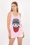 Pink Panda Pilot Animal Printed Cotton Women Vest