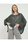 Fish Net Two PocketsCotton Knitted Pull over Women Jumper