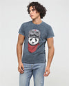 Stone WashedPanda Pilot Animal Printed Cotton T-shirt