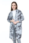 Anthracite Long Tie Die Make A Face Print Cotton Cardigan with Hood