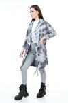 Anthracite Long Tie Die Make A Face Print Cotton Cardigan with Hood