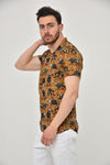 CAT ROSE PRINT SHORT SLEEVE MEN'S SHIRT