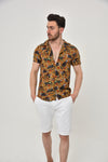 CAT ROSE PRINT SHORT SLEEVE MEN'S SHIRT