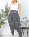 Anthracite Floral Bohemian Two Pocket Women Trousers