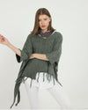 V- Neck Washed Cotton Asymmetrical Tie Up Hem Tops