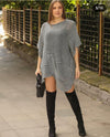 Lace Crochet Knit Pulloverwith Asymmetrical Wrapped Hem