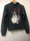 Anthracite Stone Washed My Neighbour Dream of Totoro Print Crop Top Hoodie