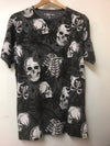 Bones& Skull LeafyFull Print Anthracite T-Shirt