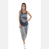 Anthracite Skull and Rose Print Cotton Women Vest - S-Ponder