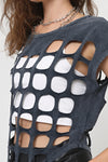 Asymmetrical Cutout SolidWomen Stone Washed AnthraciteTops