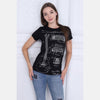 Black Guitar Patent Printed Cotton Women T-shirt Tee Top S-PONDER