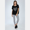 Black Leopard Heart Printed Cotton Women Blouse - S-Ponder 