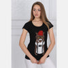 Black Red Hat Cat Animal Printed Cotton Women T-shirt Tee Top S-Ponder