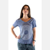 Blue Joy Division Print Cotton Women V NeckT-shirt Tee Top S-Ponder