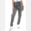 Green Stone Washed Shinny Stone Cotton Women Jogger Pants Trousers S-Ponder