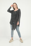 Black Asymmetric Cut Detail Woman Knitted with Hoddie S-Ponder