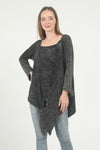 Black Asymmetric Cut Detail Woman Knitted with Hoddie