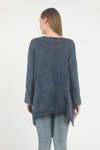 Blue Asymmetric Cut DetailStone Washed Tie Up front Jumper