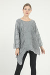 Asymmetric Cut Detail Woman Plain Cotton Knitted Jumper