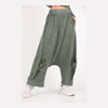 Khaki Oversize Bohemian Woman Pants with Pocket Details