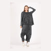 Black Oversize Bohemian Woman Pants with Pocket Details