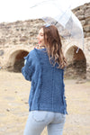 Deep Neck Frill Stone Washed Cotton Jumper