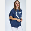 Navy Stone Washed Heart Cotton Women Top - S-Ponder Shop - 