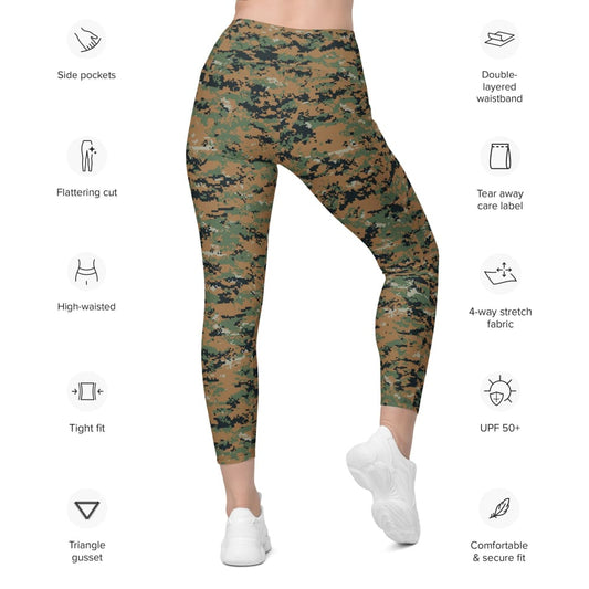 Topstitching Side Phone Pocket Camo Print Sports Leggings