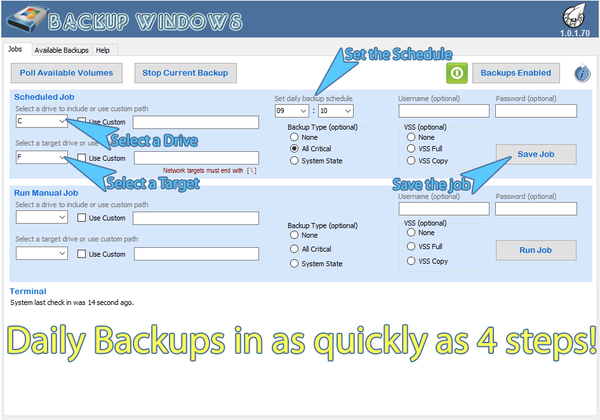 Setup backups